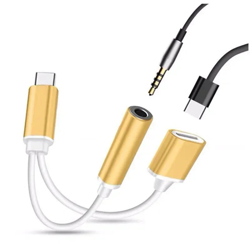 USB-C to 3.5mm Audio Jack Adapter | AUX Dongle for USB-C USB-C Audio Adapter Qme Gold