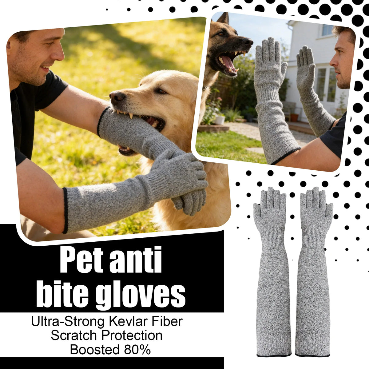 Pet Grooming Gloves – Bite & Scratch Resistant | Soft Lining Pet Grooming Gloves Qme colorful