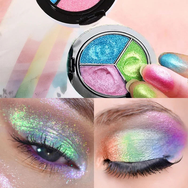 3-Color Pearlescent Eyeshadow Palette – Creamy Mousse Earth Tones Eyeshadow Palette Qme