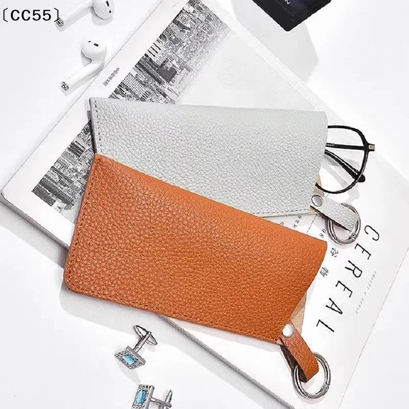 PU Leather Glasses Pouch with Keyring | Korean Style Case Eyewear Storage Case Qst