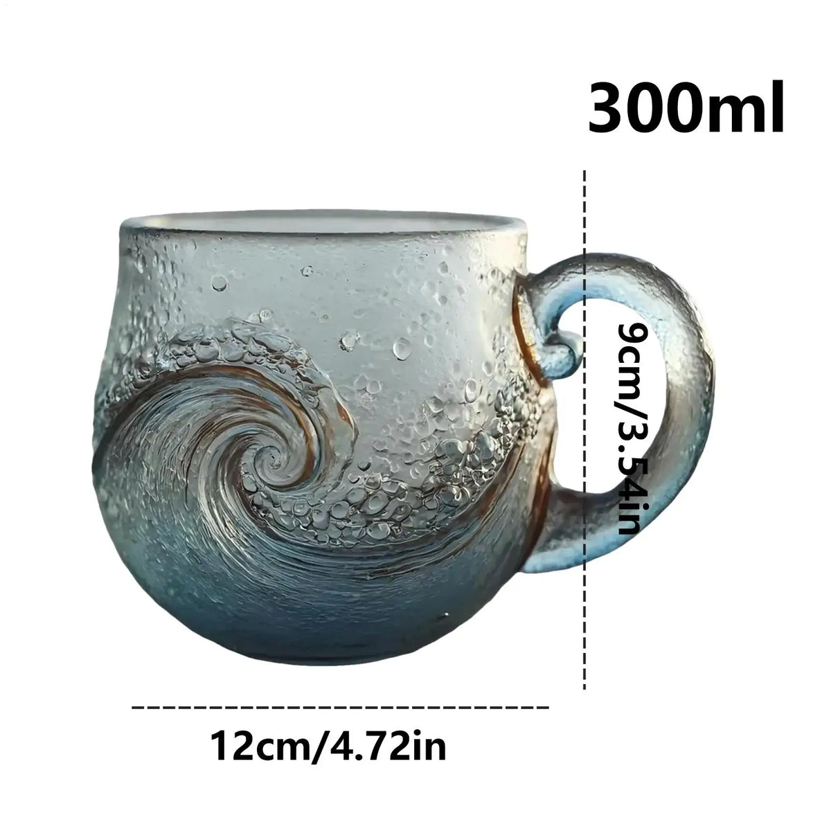 Clear Glass Coffee Mug Wave Design 300ml – Kids & Adults Glass Coffee Mug Qme