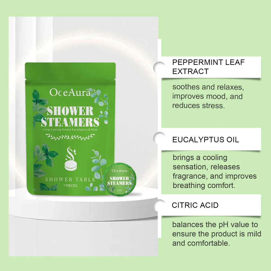OceAura Cooling Mint Bath Fizzies – 7-Piece Aromatherapy Set Aromatherapy Bath Fizzies Qst
