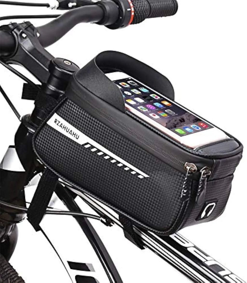 Waterproof Bike Phone Front Frame Bag | Handlebar Mount Pouch Bike Frame Bag Qme black