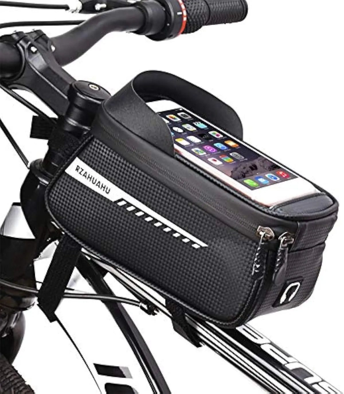 Waterproof Bike Phone Front Frame Bag | Handlebar Mount Pouch Bike Frame Bag Qme black