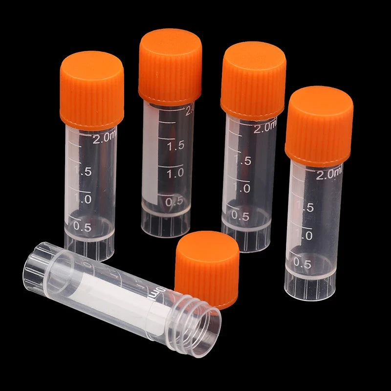 50pcs 2ml Plastic Test Tube Vials with Screw Caps | Sample Containers Sample Storage Vials Qme