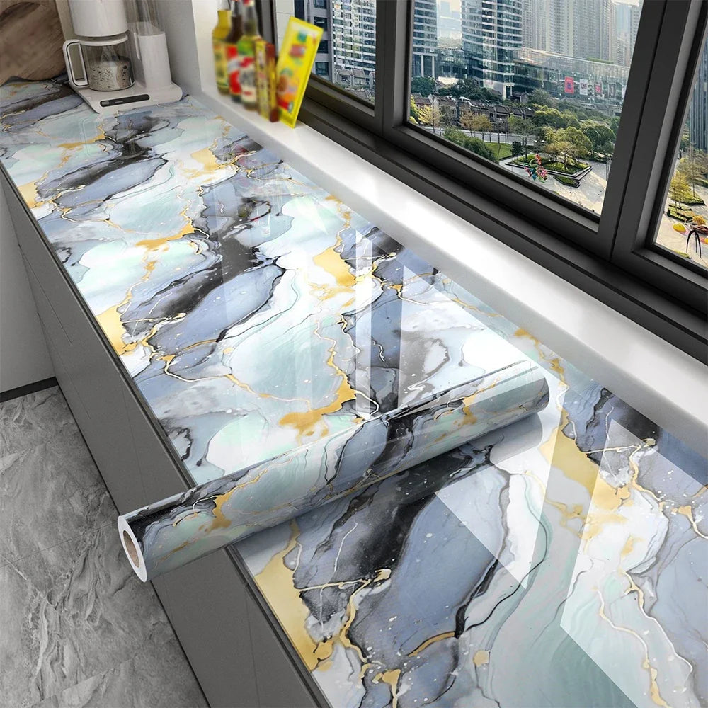 Self Adhesive Wall Sticker – Heat Resistant Marble Wallpaper Peel & Stick Wallpaper Qme