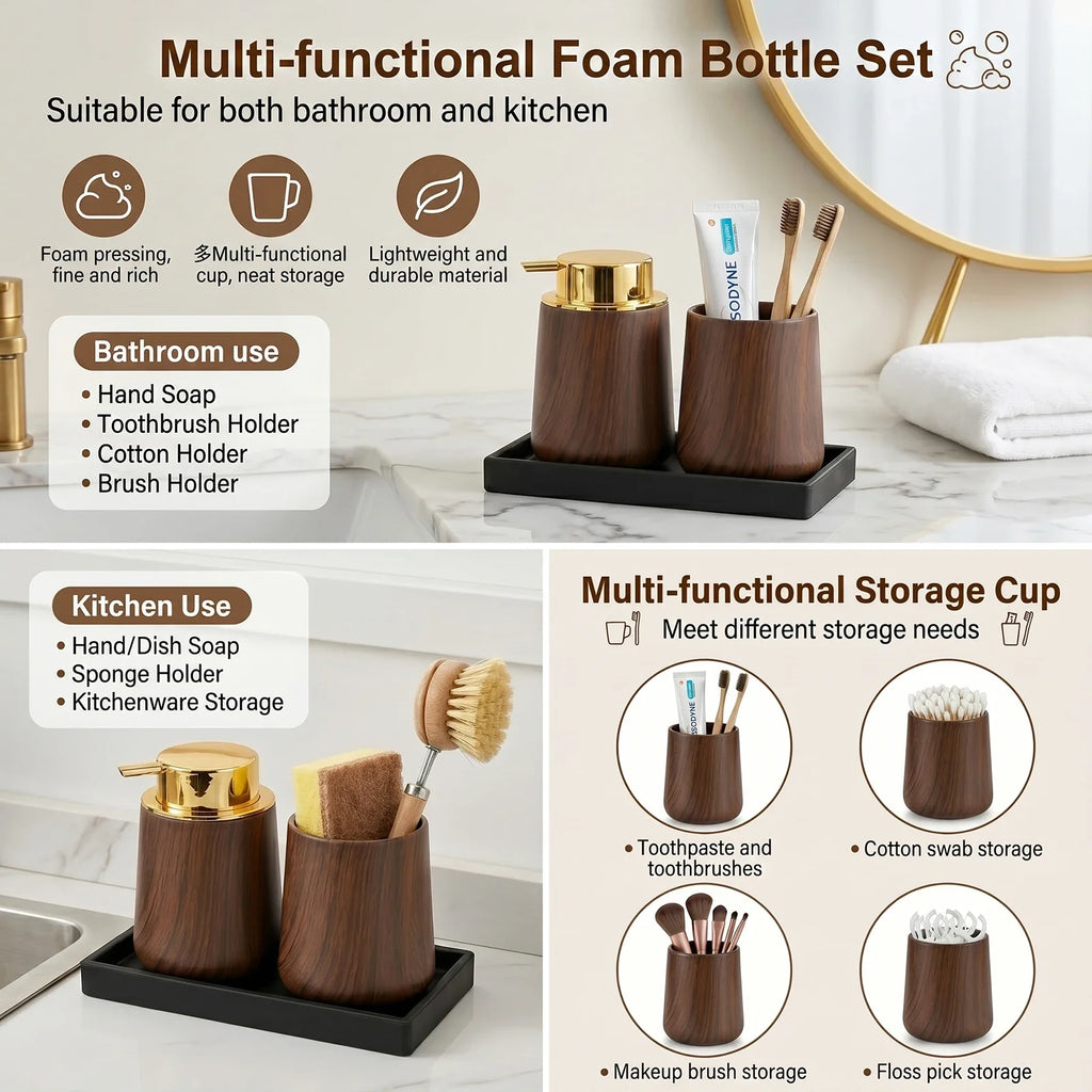 Bathroom Countertop Organizer Set – Soap Dispenser & Storage Bathroom Organizer Set Qme