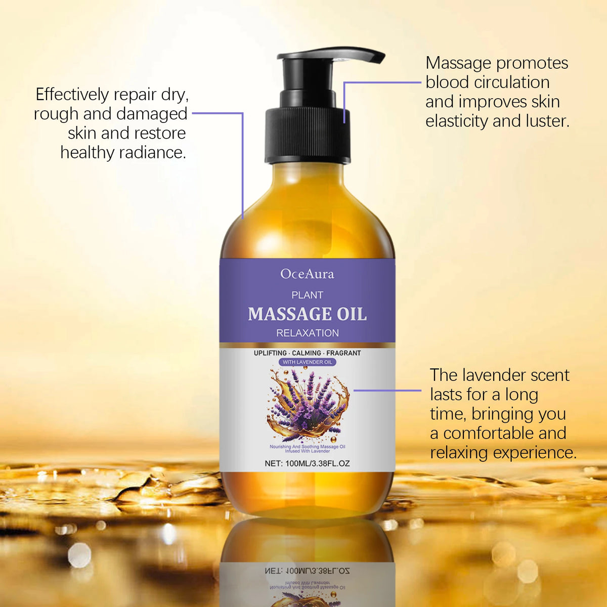 Natural Lavender Body Massage Oil – Calming Aromatherapy 100ml Body Massage Oil Qst