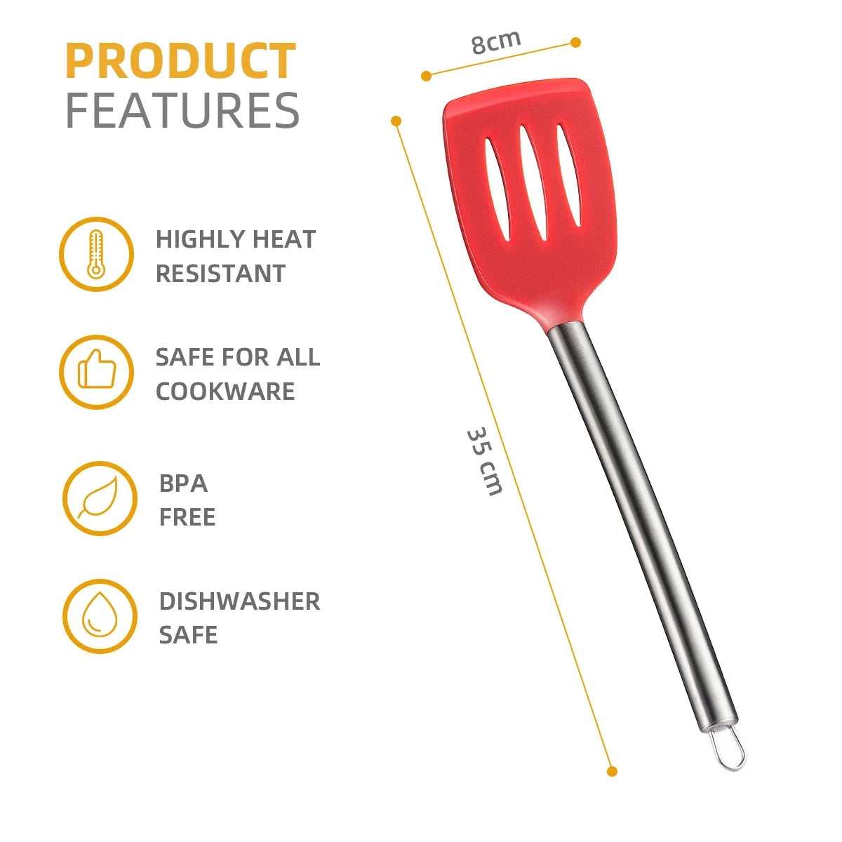 Silicone Slotted Spatula Turner | BPA-Free & Heat Resistant Silicone Spatula Turner Qme