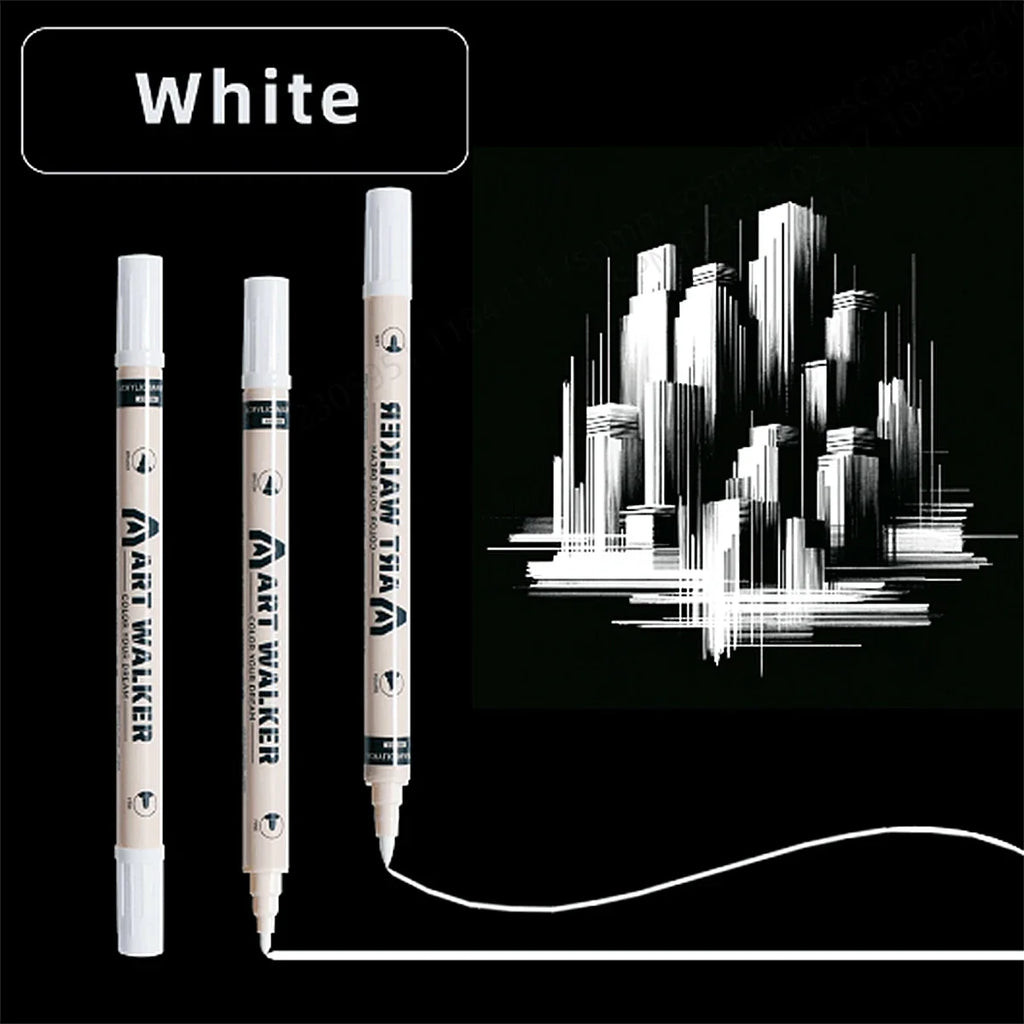 Dual Tip Acrylic Paint Markers – Black, White, Gold & Silver Acrylic Paint Markers Qme