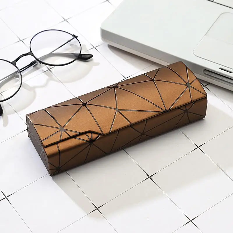 Geometric Hard Eyeglasses Case – PU Leather Spectacle Box Eyeglasses Case Qst A9