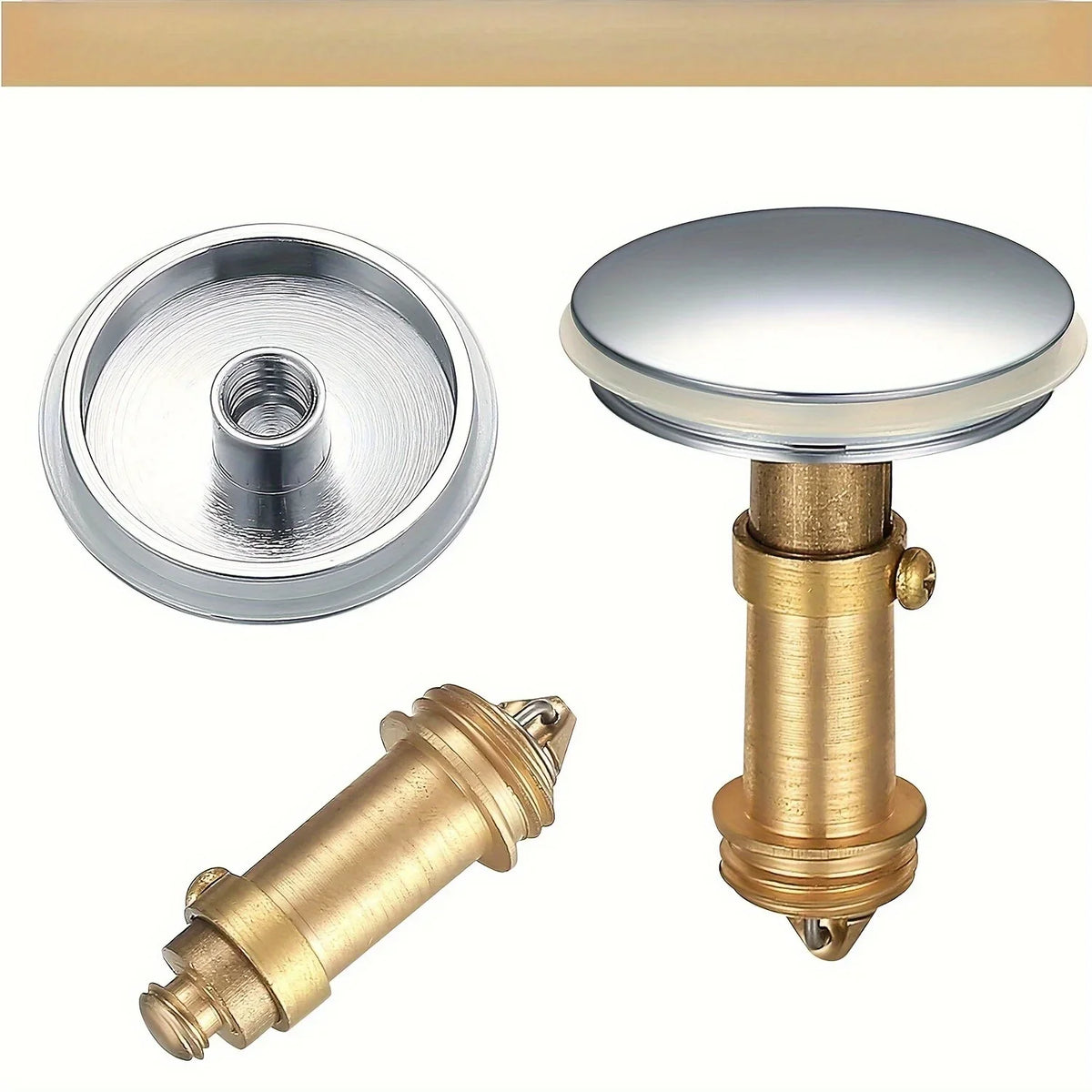 Universal Bathroom Sink Stopper – Spring-Loaded Brass Drain Plug Bathroom Drain Stopper Qme