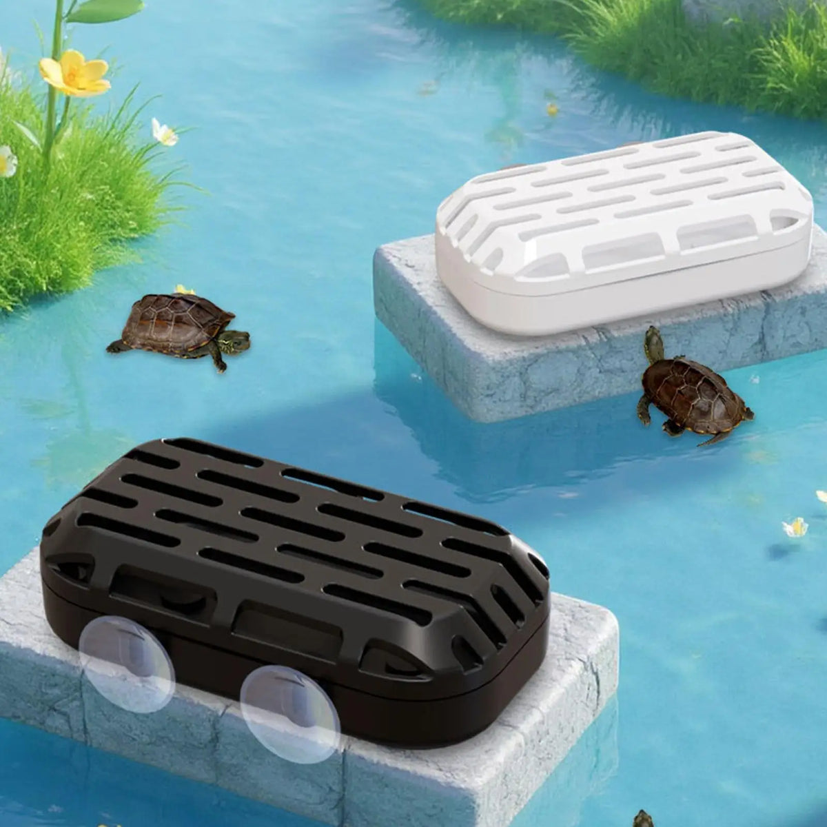 Turtle Waste Catcher Box with Suction Cup | Aquarium Reptile Accessory Reptile Tank Accessory Qme
