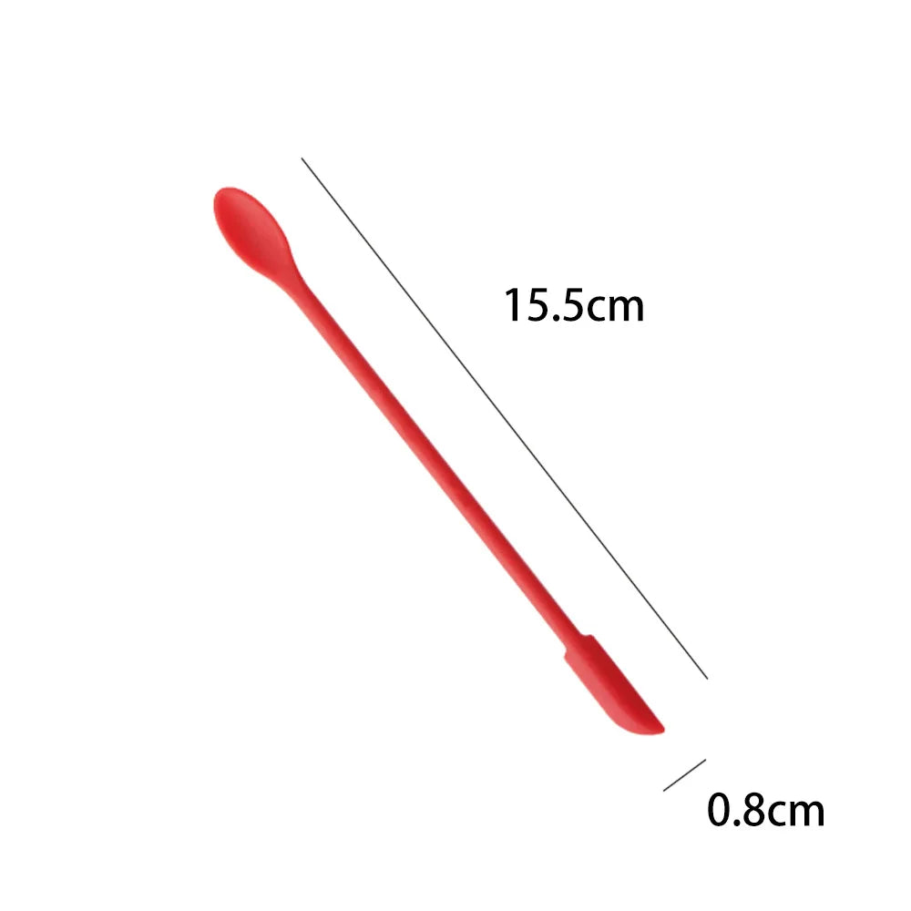 Silicone Double-End Jar Scraper & Cosmetic Spoon Set Silicone Spatula Spoon Qme Red 15.5