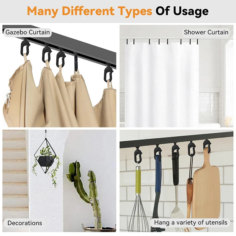 50pcs Rustproof Plastic Curtain Hooks – Gazebo & Mosquito Net Curtain Hooks Qst