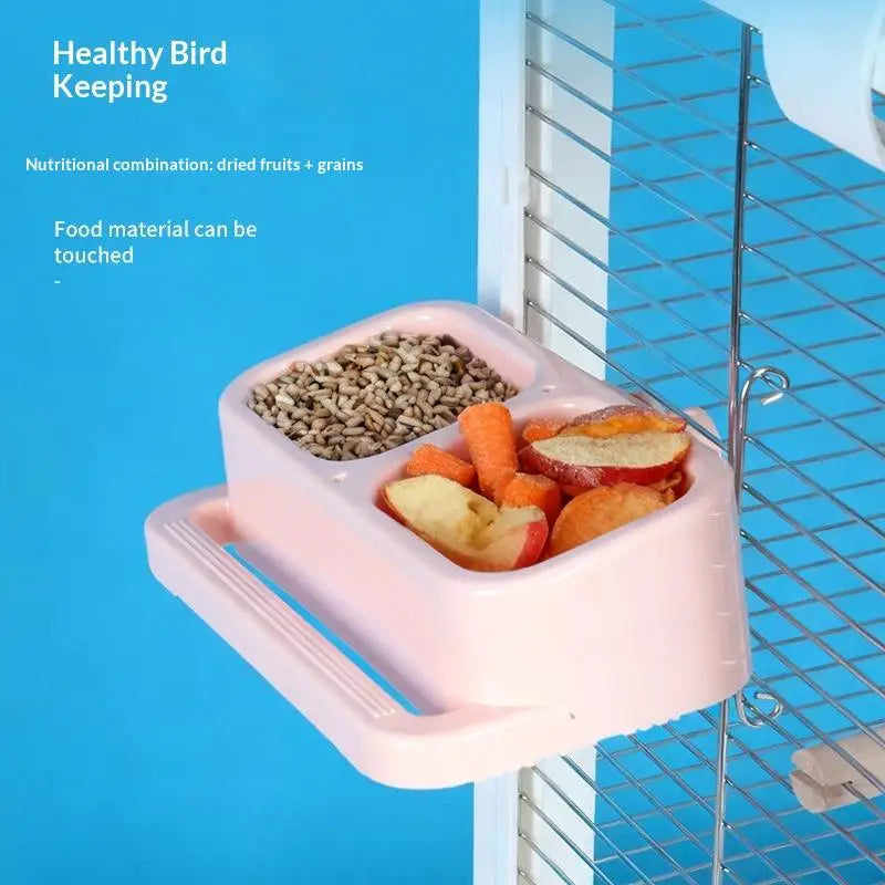 Large Double Compartment Parrot Feeding Bowl | Bird Feeder Dish Bird Feeder Bowl Qme