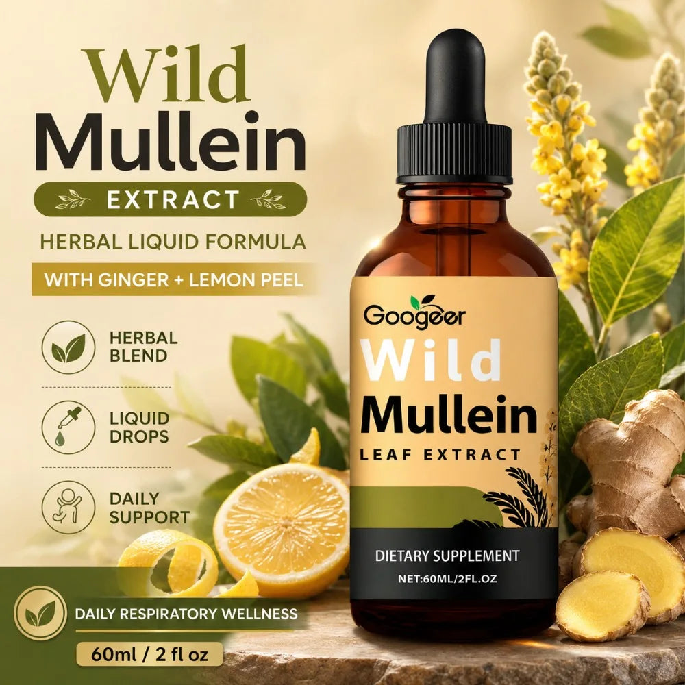 Wild Mullein Leaf Extract Drops – Ginger & Lemon Peel 60ml Herbal Liquid Supplement Qst