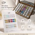 48-Color Aurora Ice-Clear Nail Powder Set with Storage Box Nail Powder Set Qme 1set