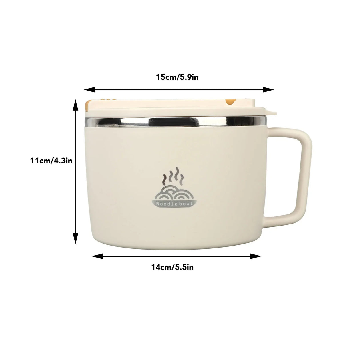 1200ml Stainless Steel Ramen Bowl with Lid, Chopsticks & Spork Portable Ramen Bowl Set Qme