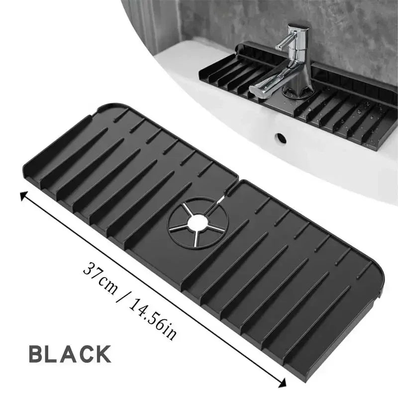 Silicone Sink Splash Guard & Faucet Water Retaining Pad Sink Splash Guard Qme black