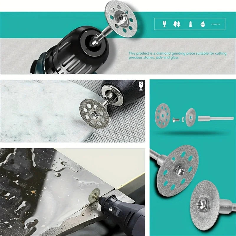 50-Piece Diamond Cutting Disc Set – Stone, Ceramic, Metal & Resin Diamond Cutting Disc Set Qme