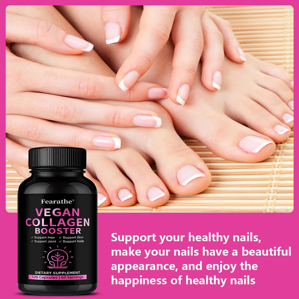 Vegan Collagen Booster – Silica, Hyaluronic Acid, Hair Skin Nails Collagen Supplement Qst