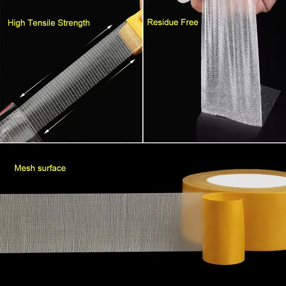 Heavy Duty Double Sided Mesh Tape | Translucent Grid Adhesive Double Sided Tape Qme