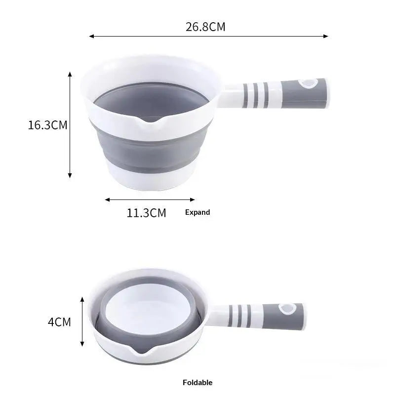 Collapsible Silicone Water Scoop Ladle | Antislip Handle Collapsible Silicone Scoop Qme A