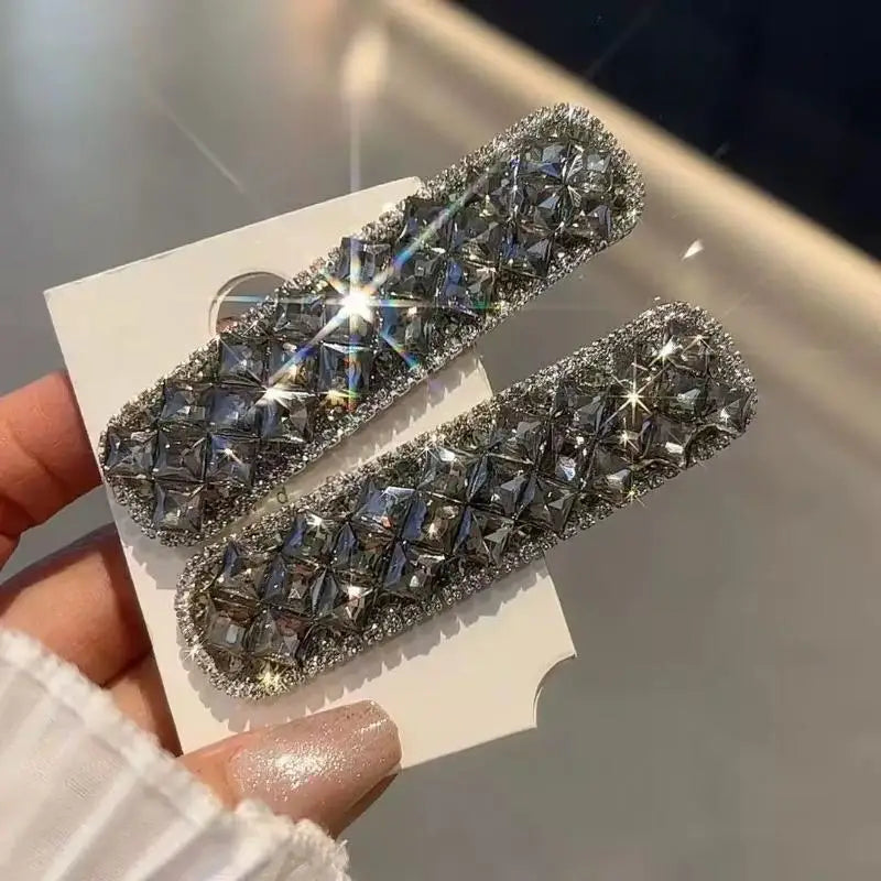 Crystal Zircon Hairpin Set – Rhinestone Side Clip & Bangs Clip Crystal Hair Clip Qst