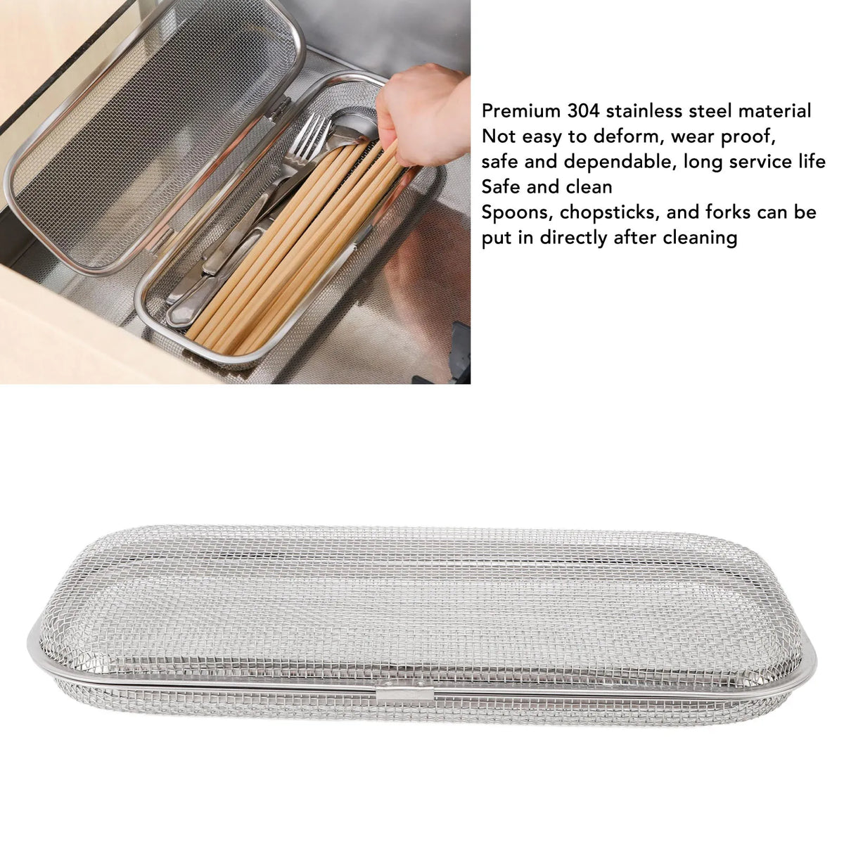 304 Stainless Steel Dishwasher Utensil Basket | Mesh Drain Dishwasher Utensil Basket Qme
