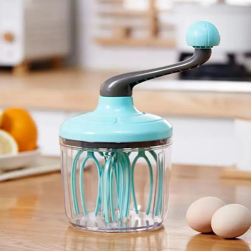 Hand-Crank Egg Whisk – Portable Semi-Auto Baking Mixer Hand-Crank Whisk Qme