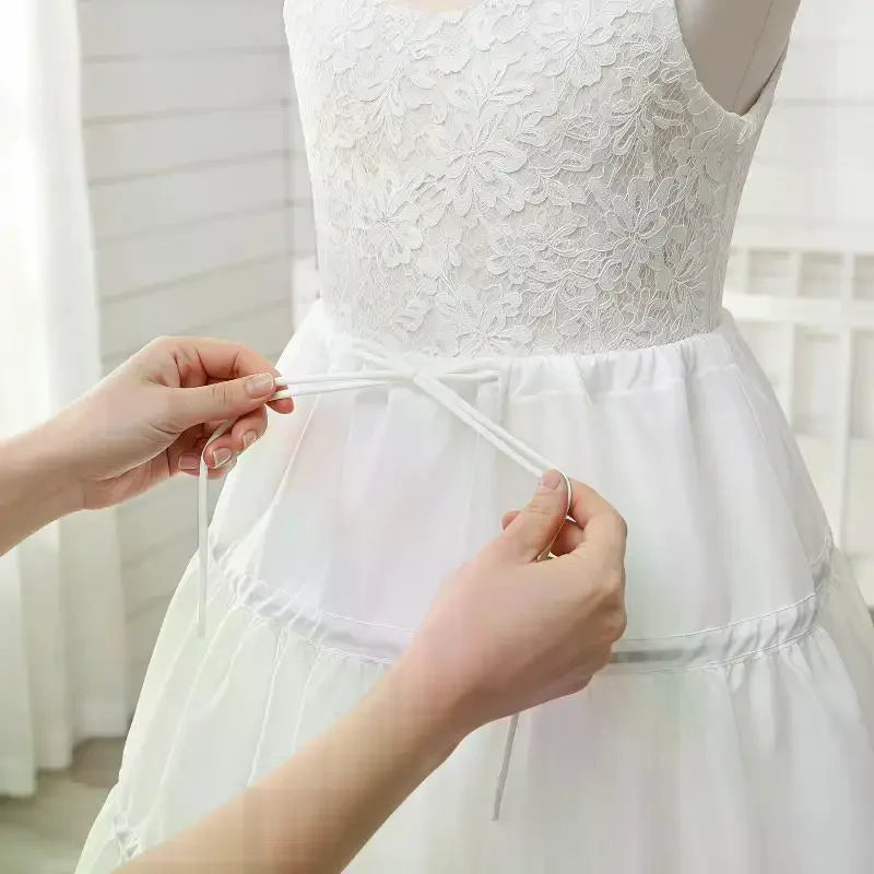 Girls White Lace Petticoat Skirt | Adjustable Princess Underskirt Girls Petticoat Skirt Qme