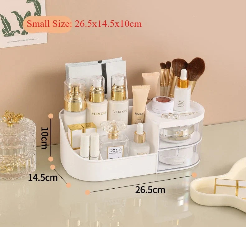 Makeup Storage Box with Mirror & Touch Light | Vanity Organizer Vanity Storage Organizer Qme