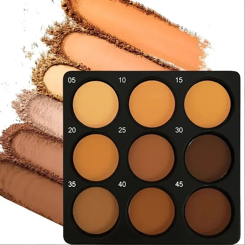 Dark Skin Tone 9-in-1 Face Palette | Waterproof Concealer Face Makeup Palette Qme