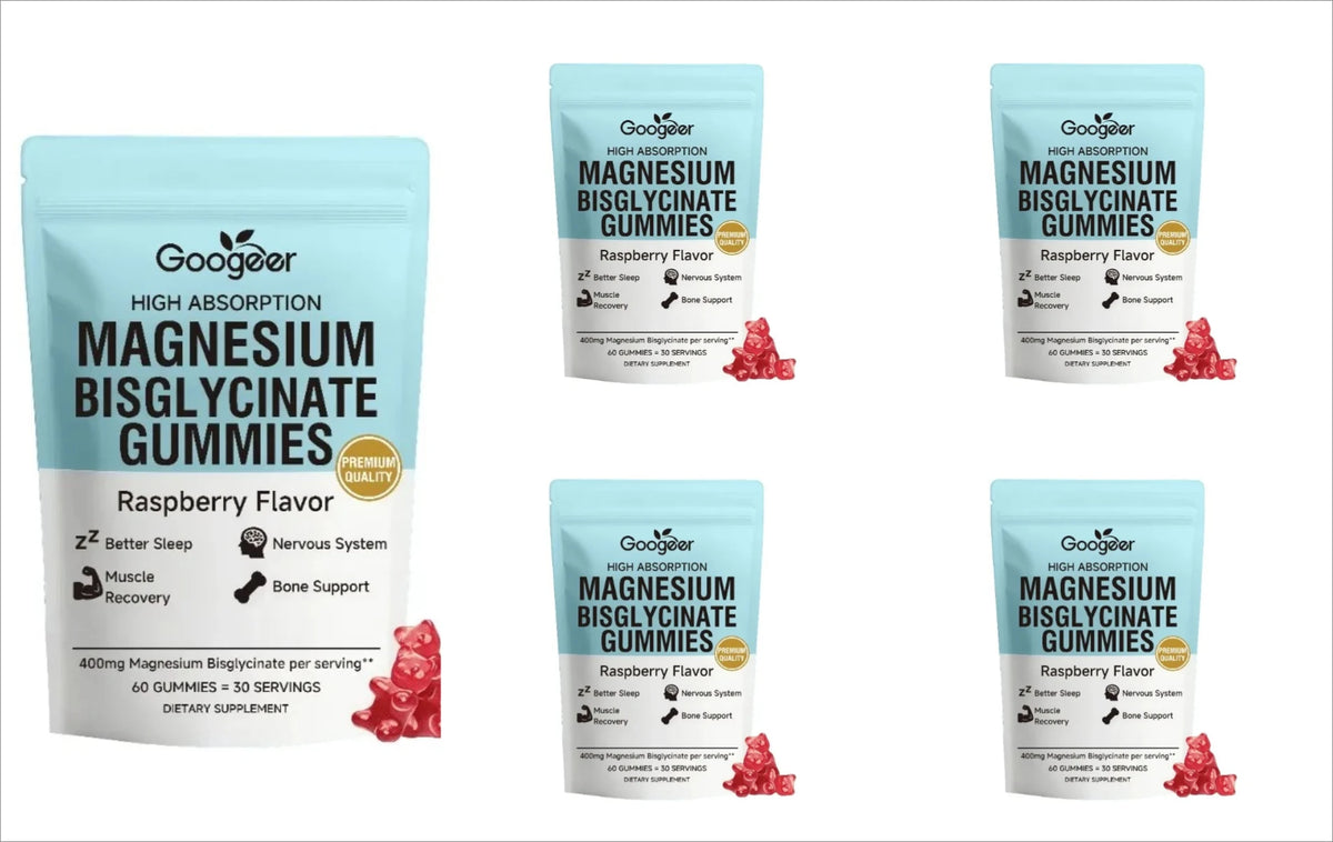 Magnesium Bisglycinate Gummies 400mg Raspberry – 60 Count Magnesium Supplement Qst 5 bags