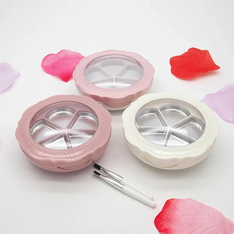 5-Grid Empty Compact Eyeshadow Palette DIY – Floral Design DIY Makeup Compact Qme