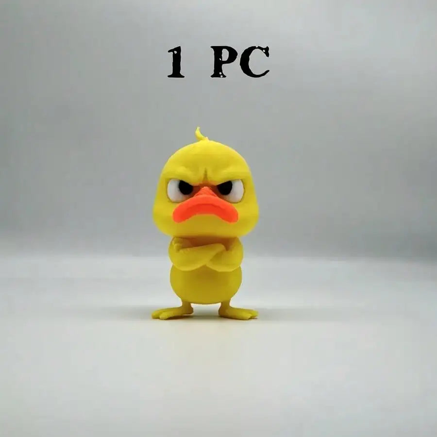 Angry Yellow Duck Statue – Funny Figurine with Crossed Arms Novelty Figurine Qme