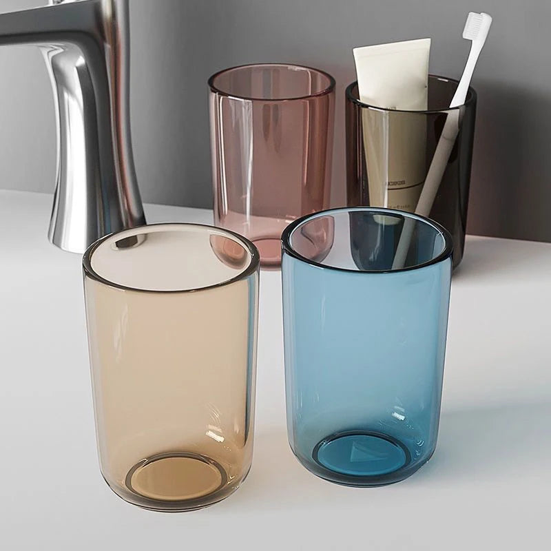 Nordic Transparent Mouthwash Cup – Large Capacity Plastic Bathroom Rinse Cup Qst