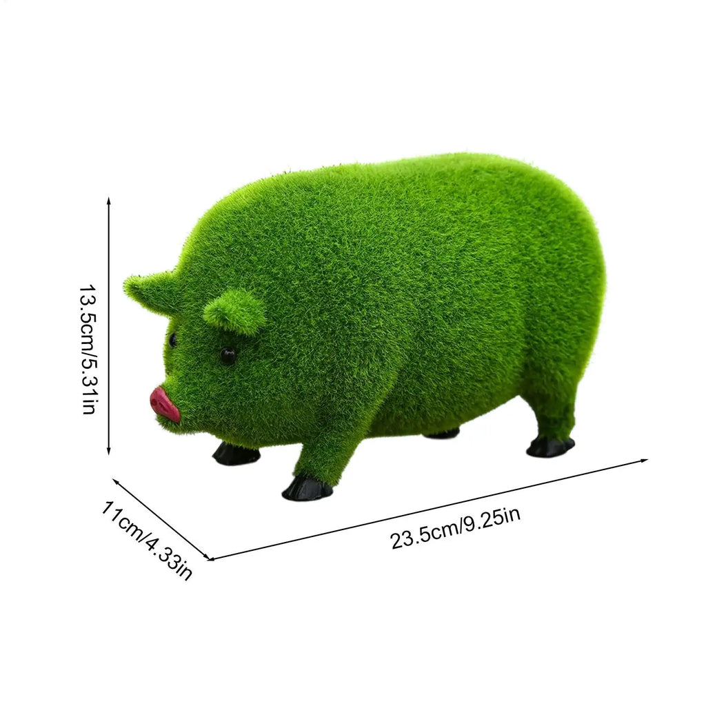 Flocked Green Animal Garden Statue – Cute Indoor & Outdoor Decor Garden Statue Qme