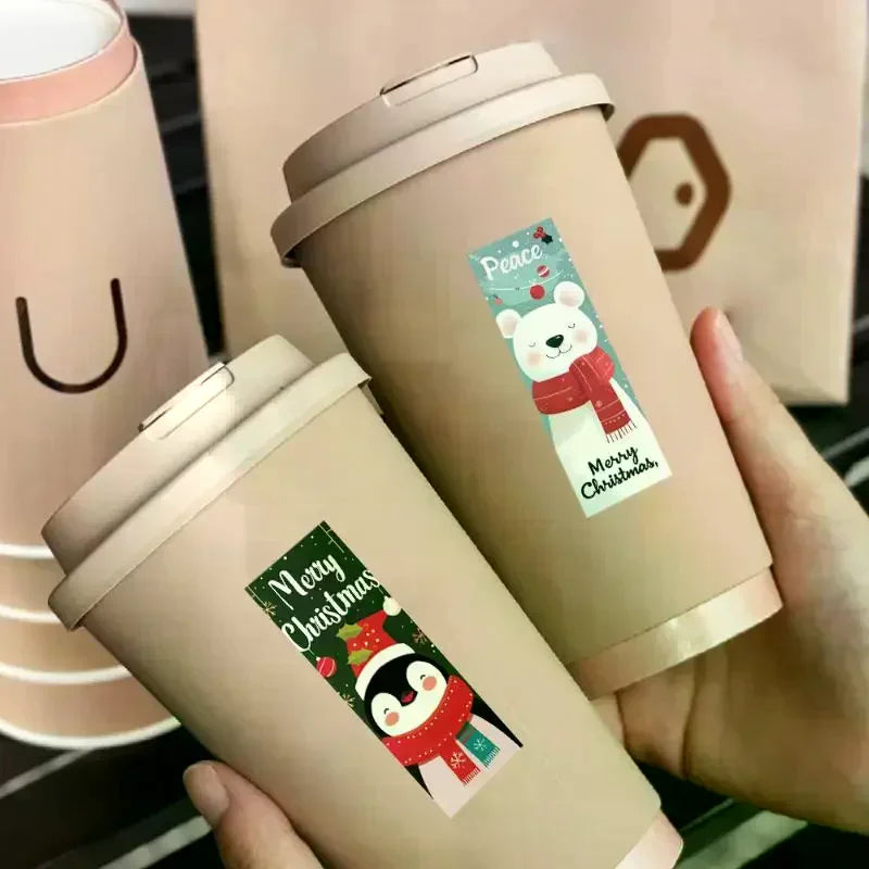 Christmas Stickers Roll – Santa & Polar Bear, 120pcs Holiday Sticker Roll Qme