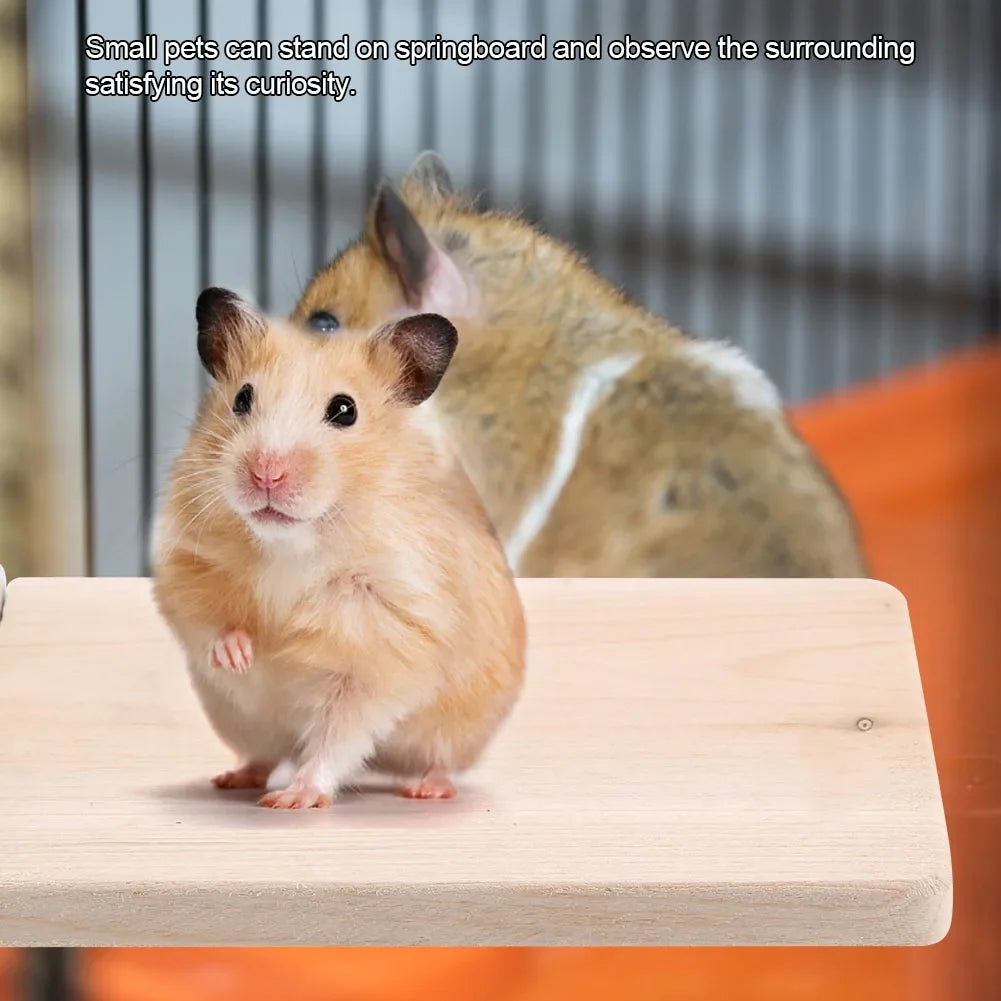 Natural Wood Climbing Platform Toy – Hamster & Guinea Pig Small Pet Climbing Toy Qme