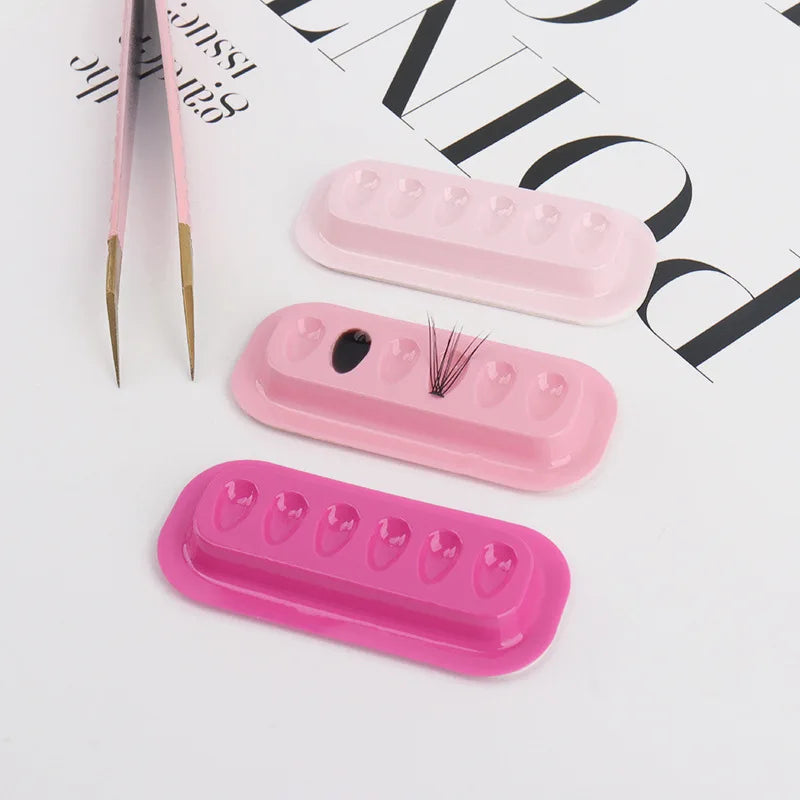 Self-Adhesive Lash Extension Glue Tray Wells & Fan Maker 100pc Lash Extension Tool Qme