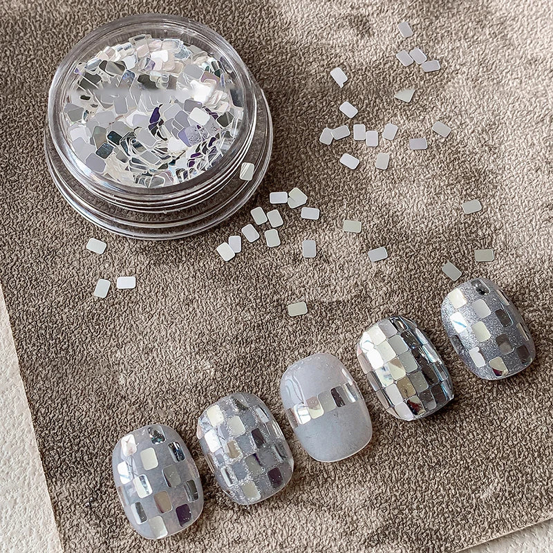 Silver Square Nail Glitter Jar | Minimalist Sparkling Nail Art Nail Art Glitter Qme Default Title