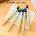 Creative Wood Oil Painting Brush Styling Pen – Smooth Writing Decorative Ballpoint Pen Qme Random color 2pcs