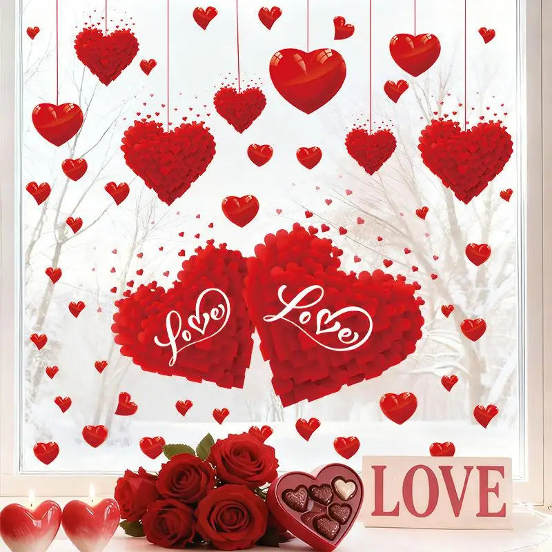 Heart Shaped Wall & Window Stickers – Valentine's Day Decor Wall Window Stickers Qme