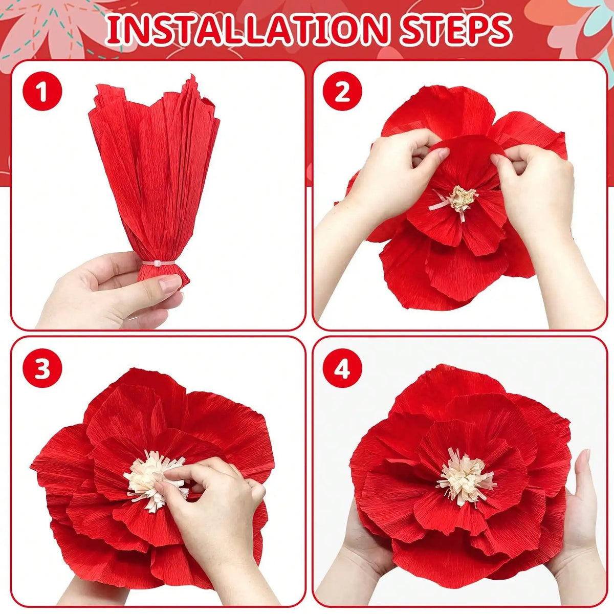 3D Crepe Paper Flowers – Colorful Wedding & Party Decor Paper Flower Decor Qme