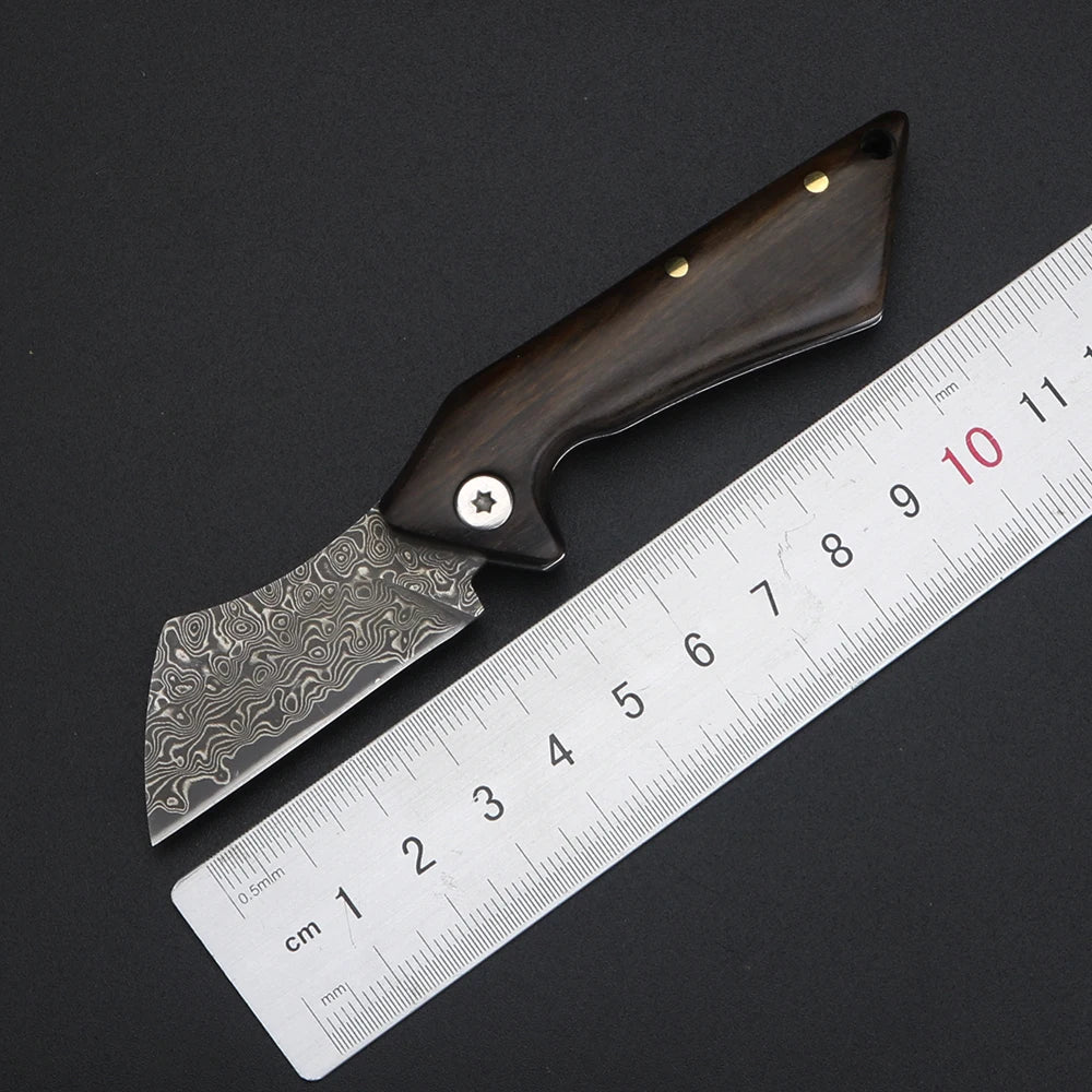 XUANFENG Damascus Steel Brass Skeleton Folding Pocket Knife Folding Pocket Knife Qst WHITE