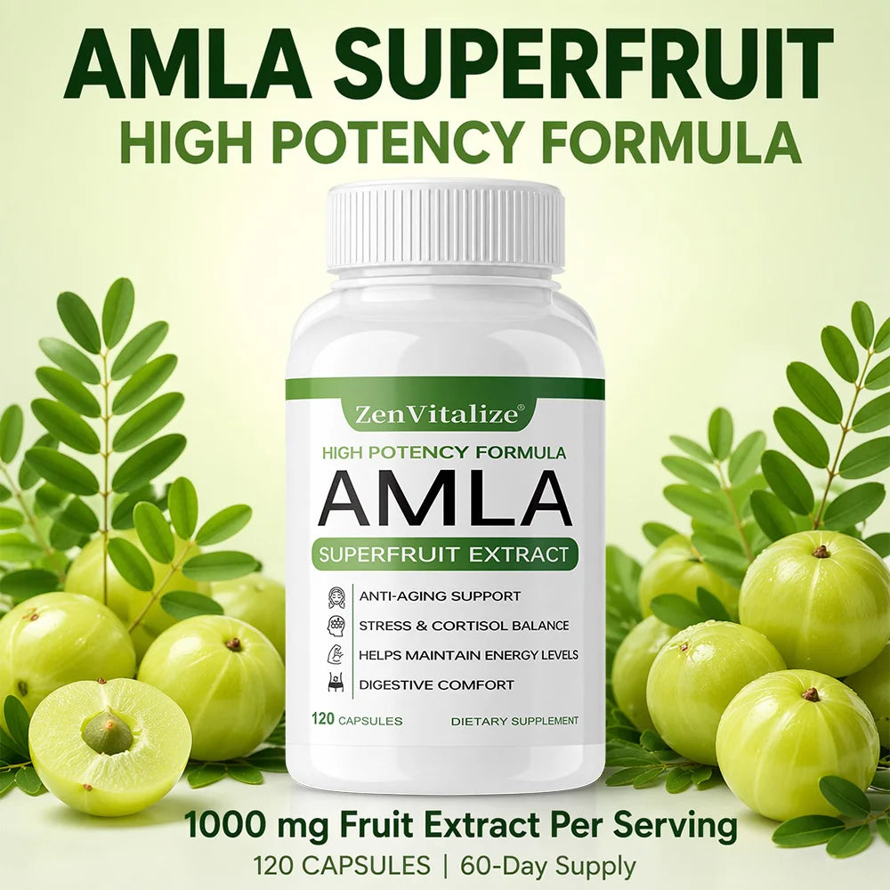 Organic Amla Capsules 1000mg – Antioxidant & Energy Support Herbal Supplement Qst