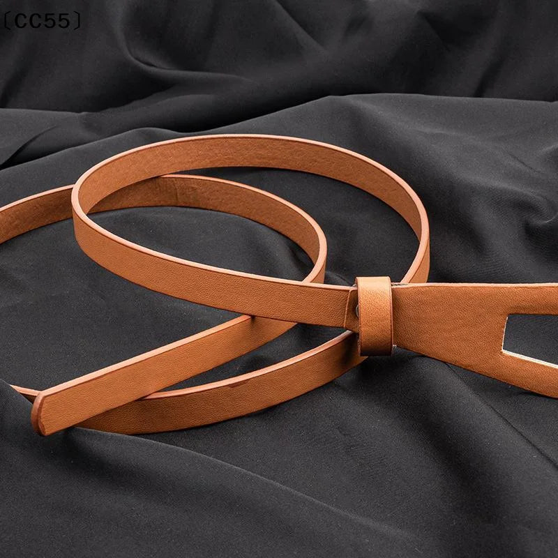 Vintage PU Leather Waist Belt – Slim Tie Belt for Women Women's Waist Belt Qst