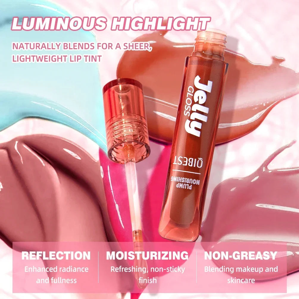 QIBEST Mirror Jelly Lip Gloss – Shiny Moisturizing Gloss Jelly Lip Gloss Qme